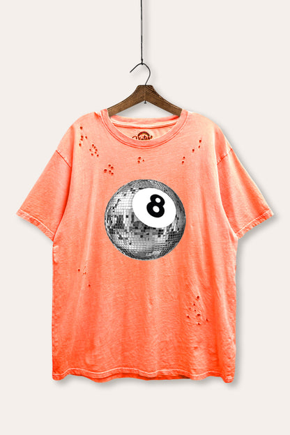 Disco 8-Ball Graphic Mineral Wash Distress Tee