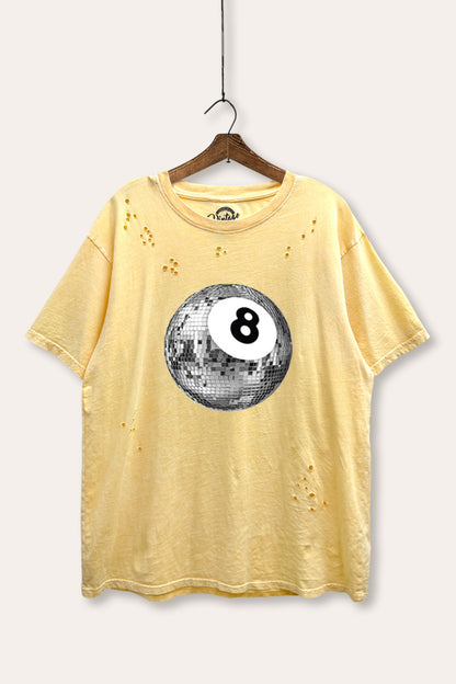 Disco 8-Ball Graphic Mineral Wash Distress Tee
