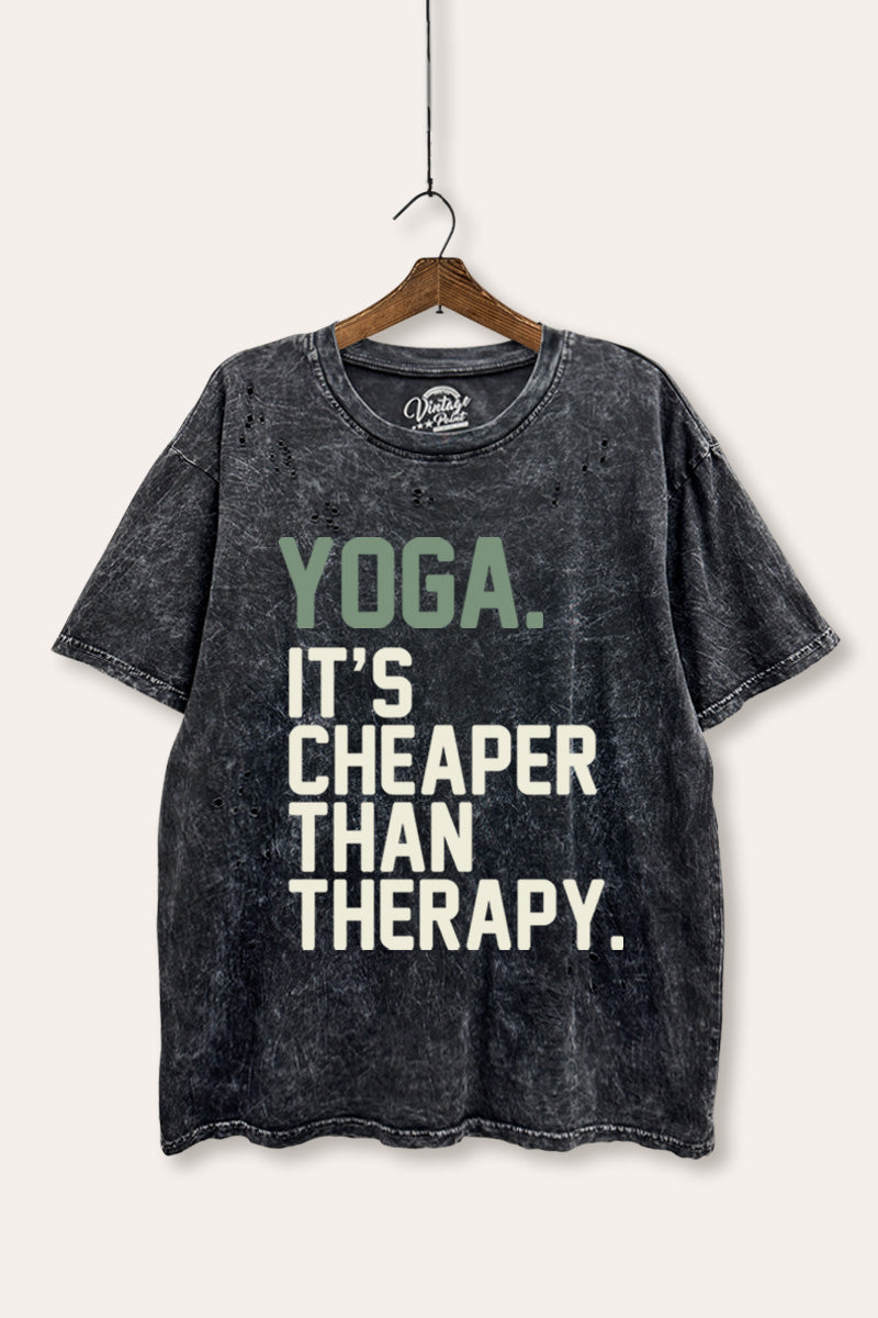 yoga therapy graphic laser cut distress tee