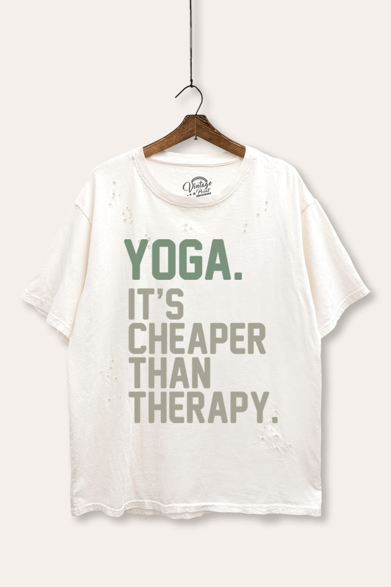 yoga therapy graphic laser cut distress tee