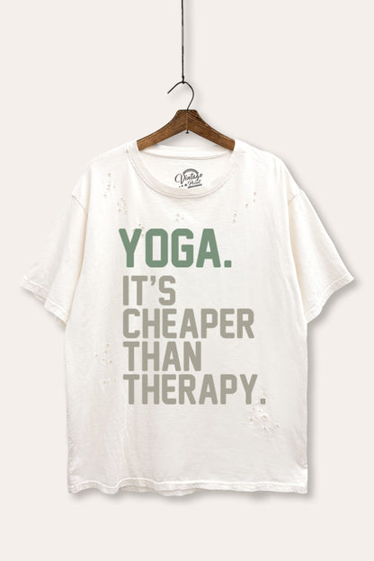 Yoga Therapy Graphic Mineral Wash Distress Tee
