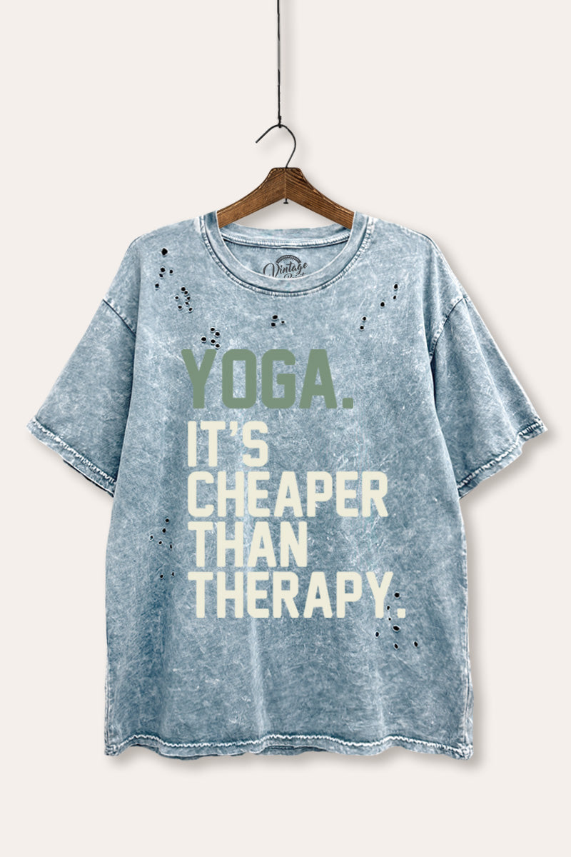 yoga therapy graphic laser cut distress tee