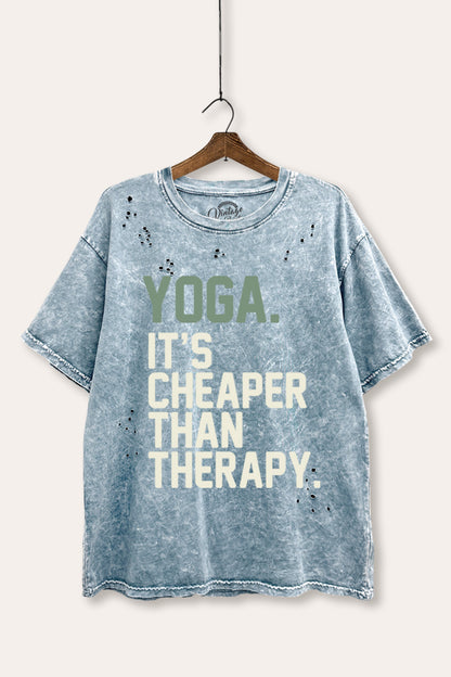 Yoga Therapy Graphic Mineral Wash Distress Tee
