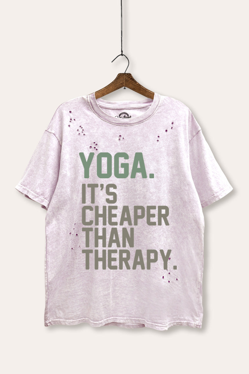 yoga therapy graphic laser cut distress tee