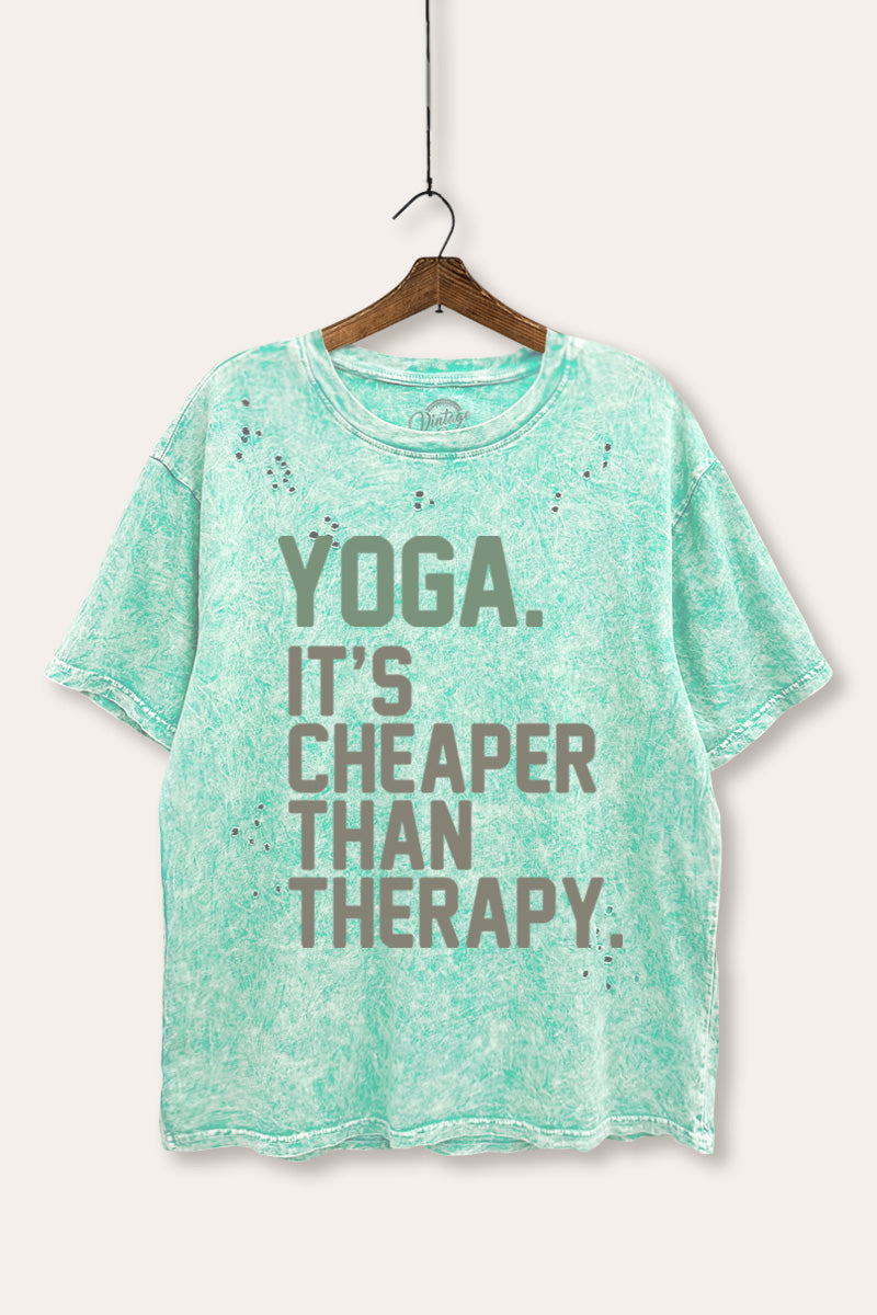 yoga therapy graphic laser cut distress tee