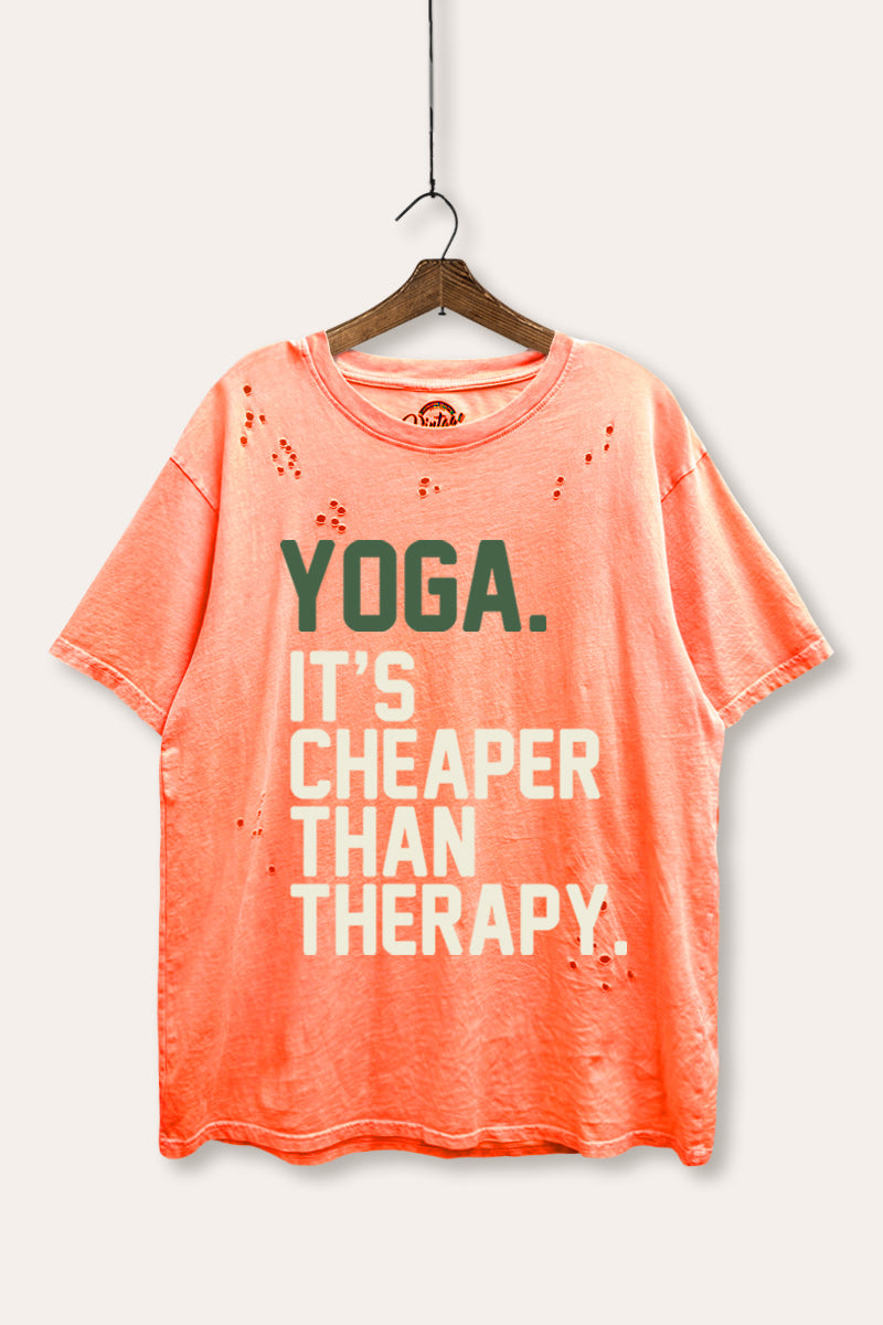 yoga therapy graphic laser cut distress tee