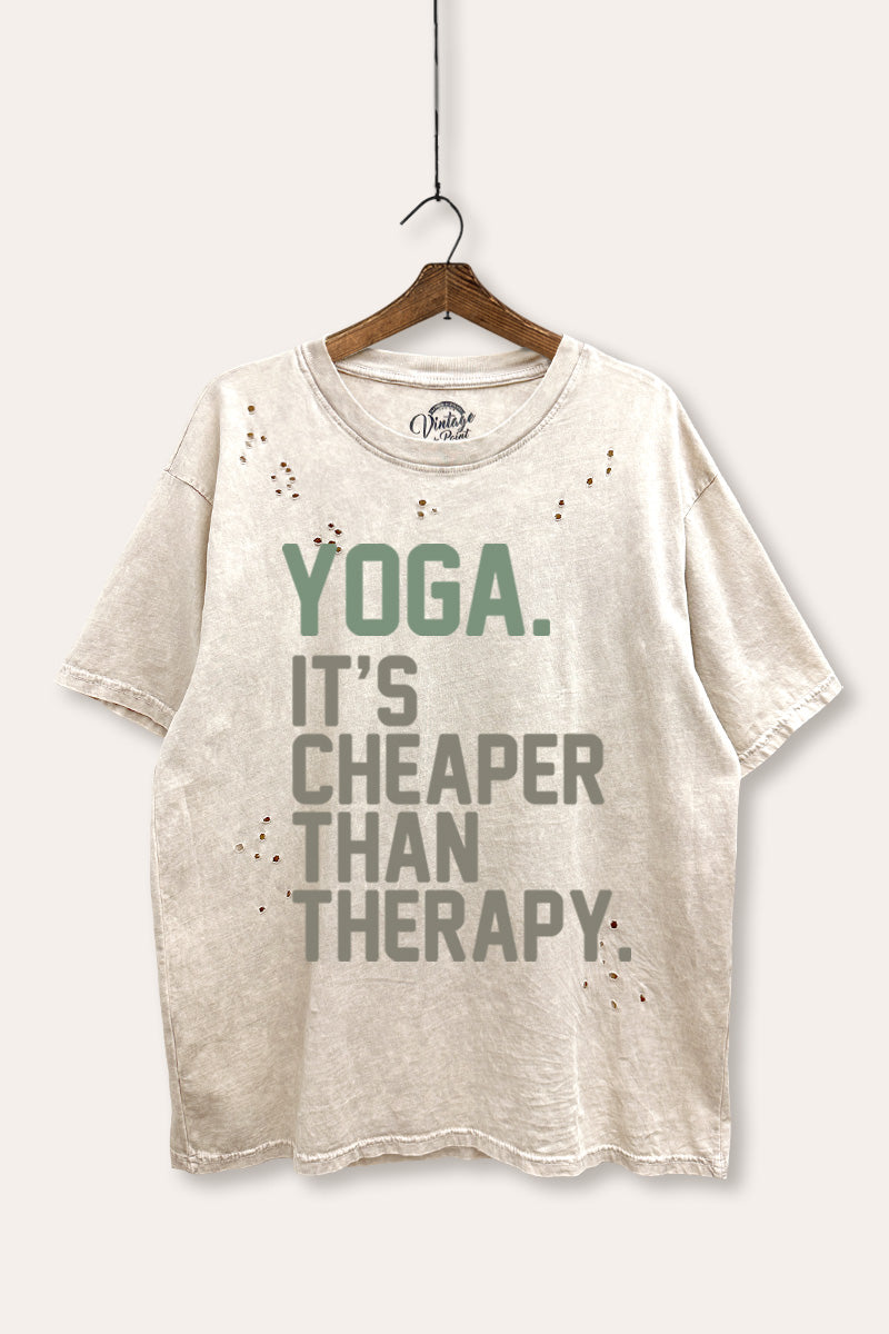 yoga therapy graphic laser cut distress tee