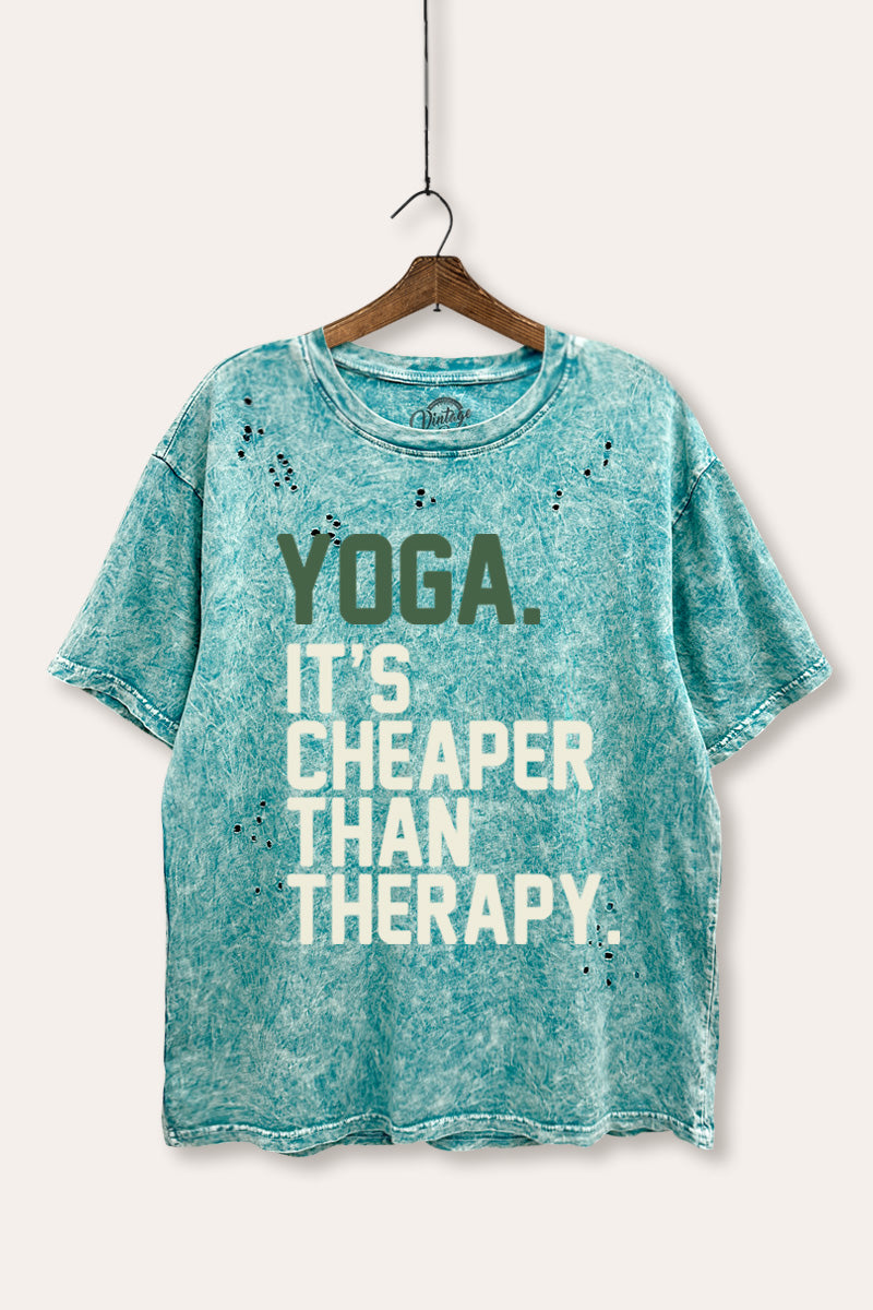yoga therapy graphic laser cut distress tee