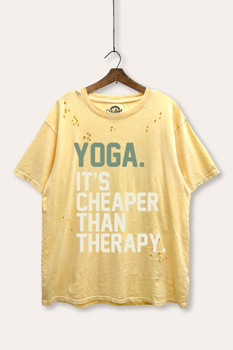 yoga therapy graphic laser cut distress tee