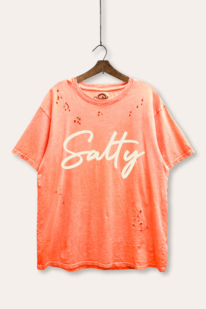 Salty Cursive Coastal Graphic Mineral Wash Distress Tee