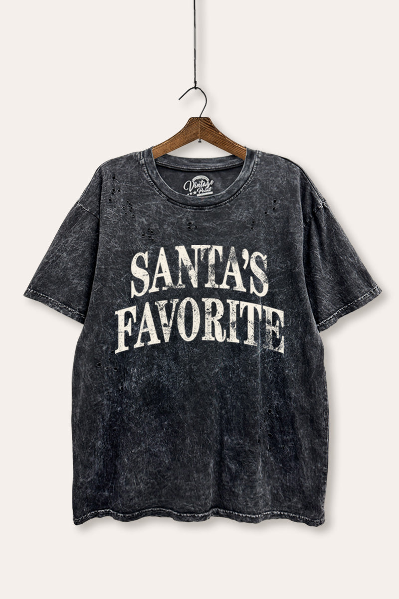 "santa's favorite" stacked graphic laser cut boxy tee