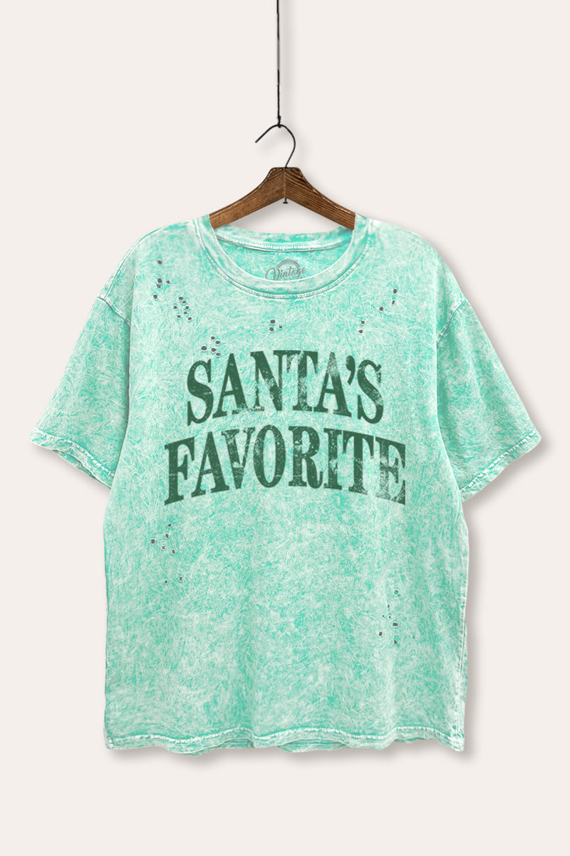 "santa's favorite" stacked graphic laser cut boxy tee