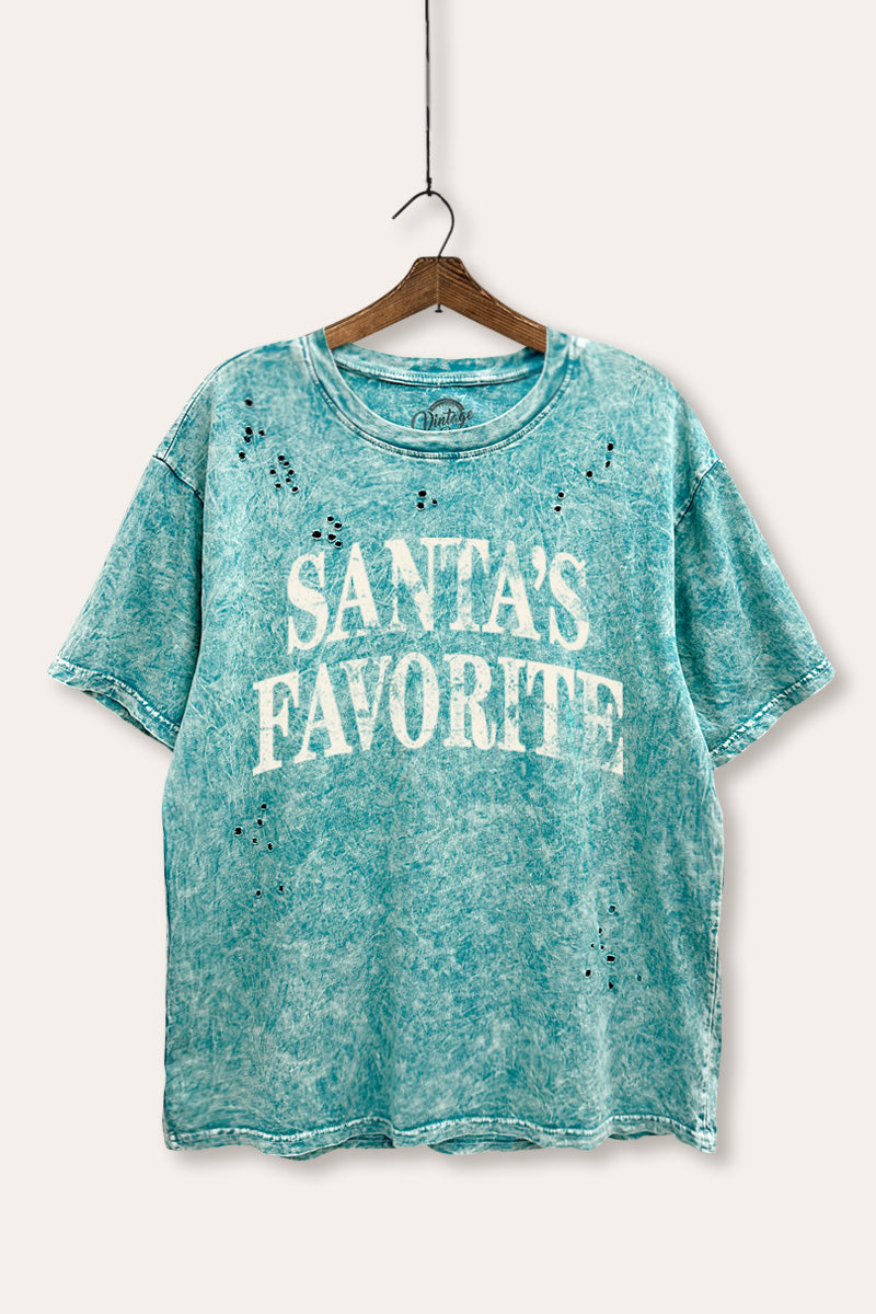 "santa's favorite" stacked graphic laser cut boxy tee