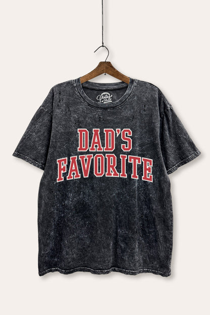 Dad's Favorite Typography Mineral Wash Distress Tee