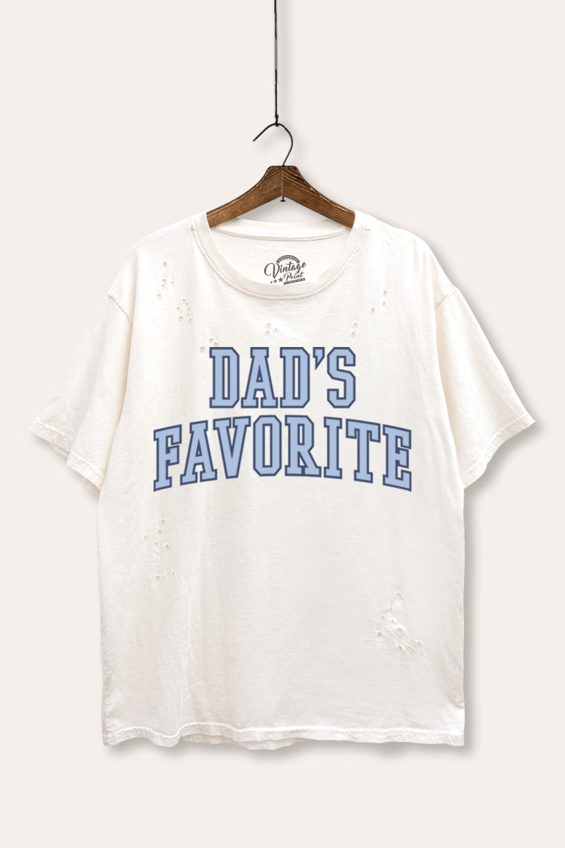 "dad's favorite" graphic laser cut distress tee