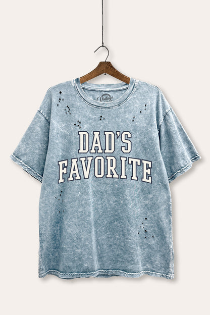 Dad's Favorite Typography Mineral Wash Distress Tee