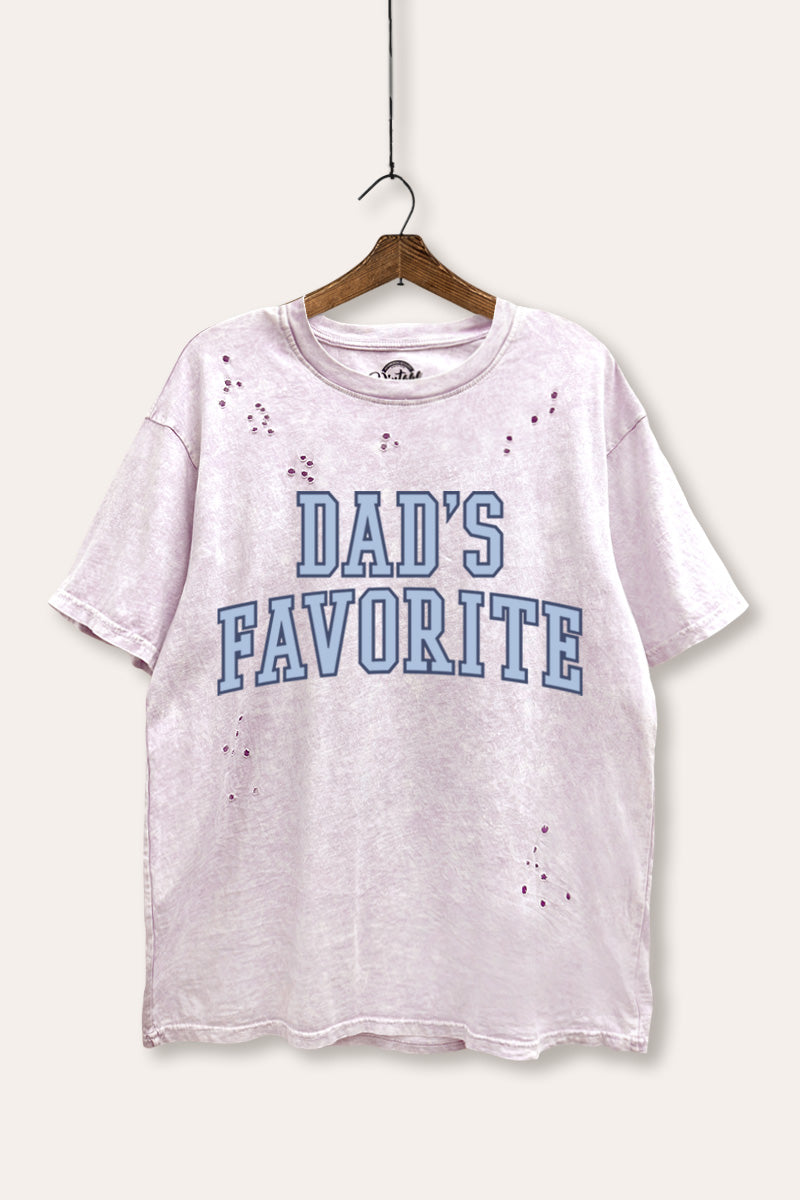 "dad's favorite" graphic laser cut distress tee