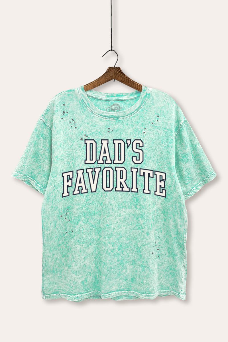 "dad's favorite" graphic laser cut distress tee