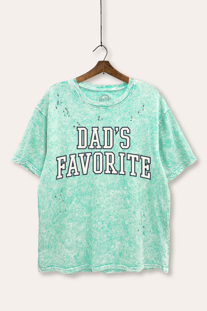 Dad's Favorite Typography Mineral Wash Distress Tee