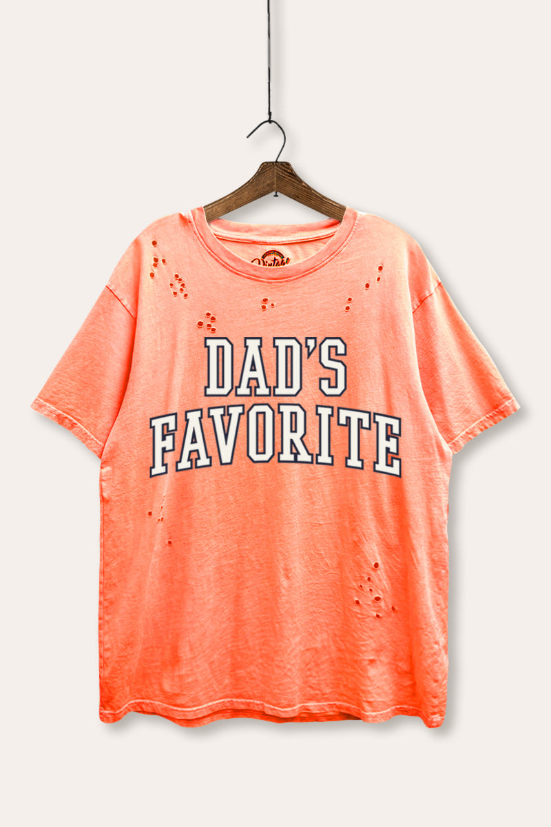 "dad's favorite" graphic mineral wash laser distress tee