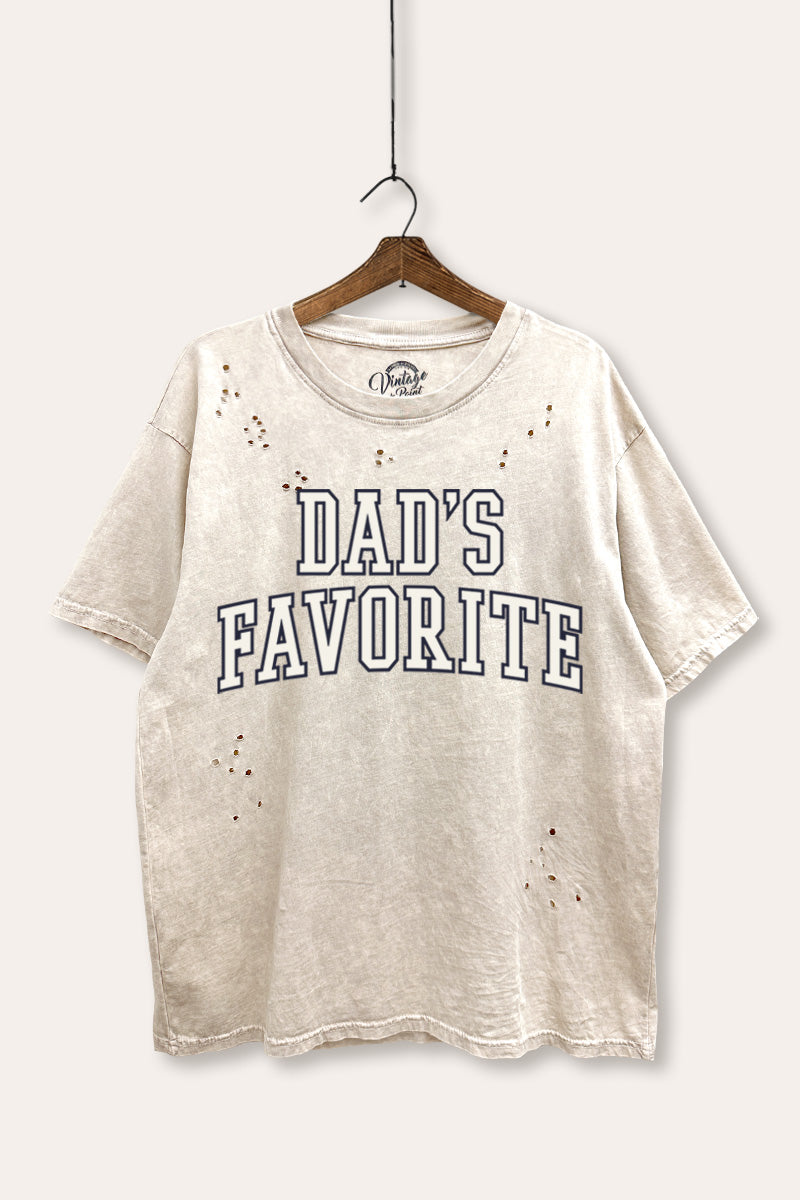 "dad's favorite" graphic laser cut distress tee