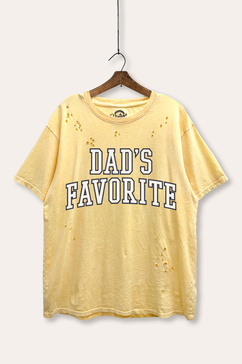 "dad's favorite" graphic laser cut distress tee