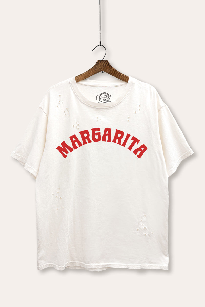 "margarita" graphic laser cut distress tee