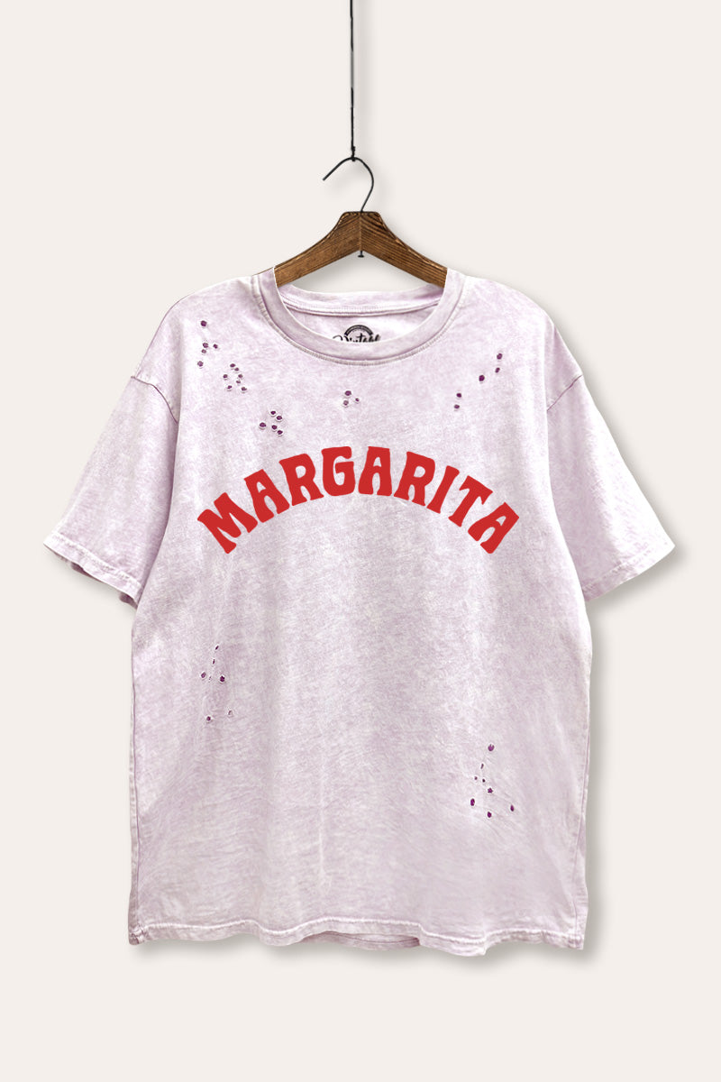"margarita" graphic laser cut distress tee