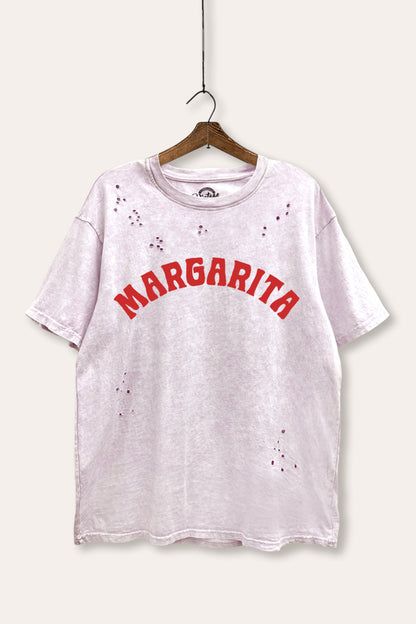 Margarita Arched Typography Mineral Wash Distress Tee