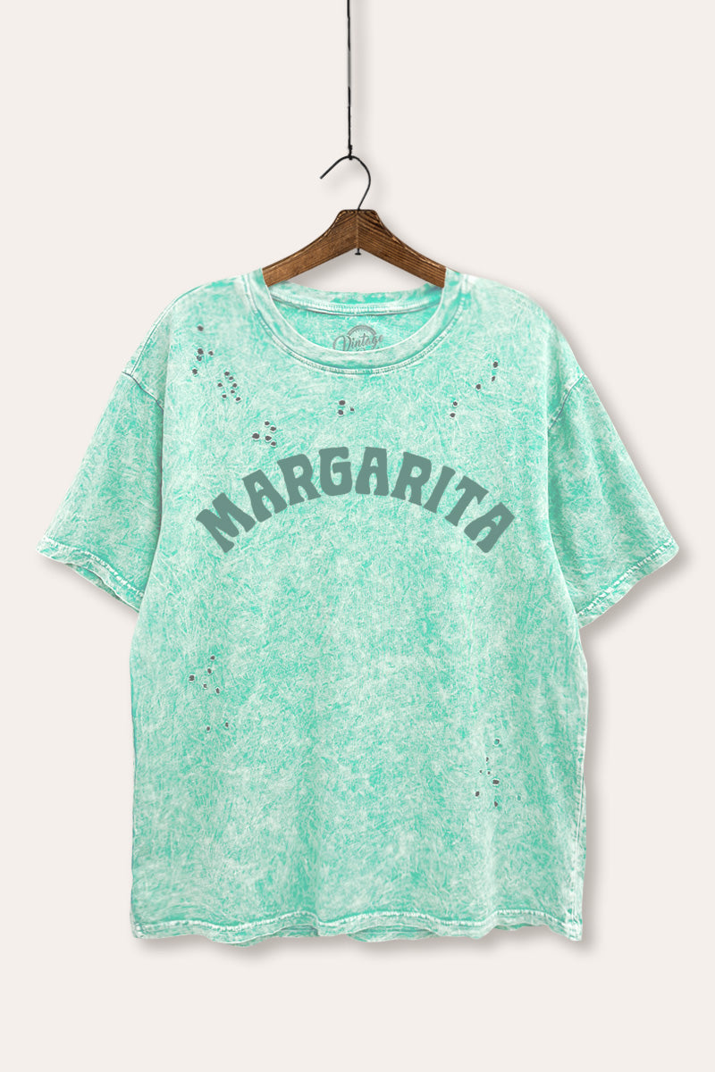 "margarita" graphic laser cut distress tee
