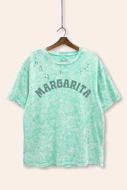 Margarita Arched Typography Mineral Wash Distress Tee