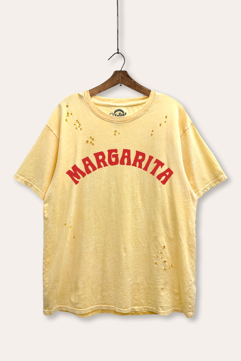 "margarita" graphic laser cut distress tee