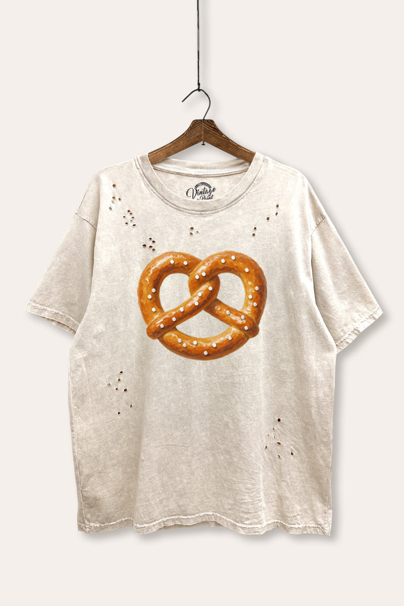 pretzel graphic mineral wash laser distress tee