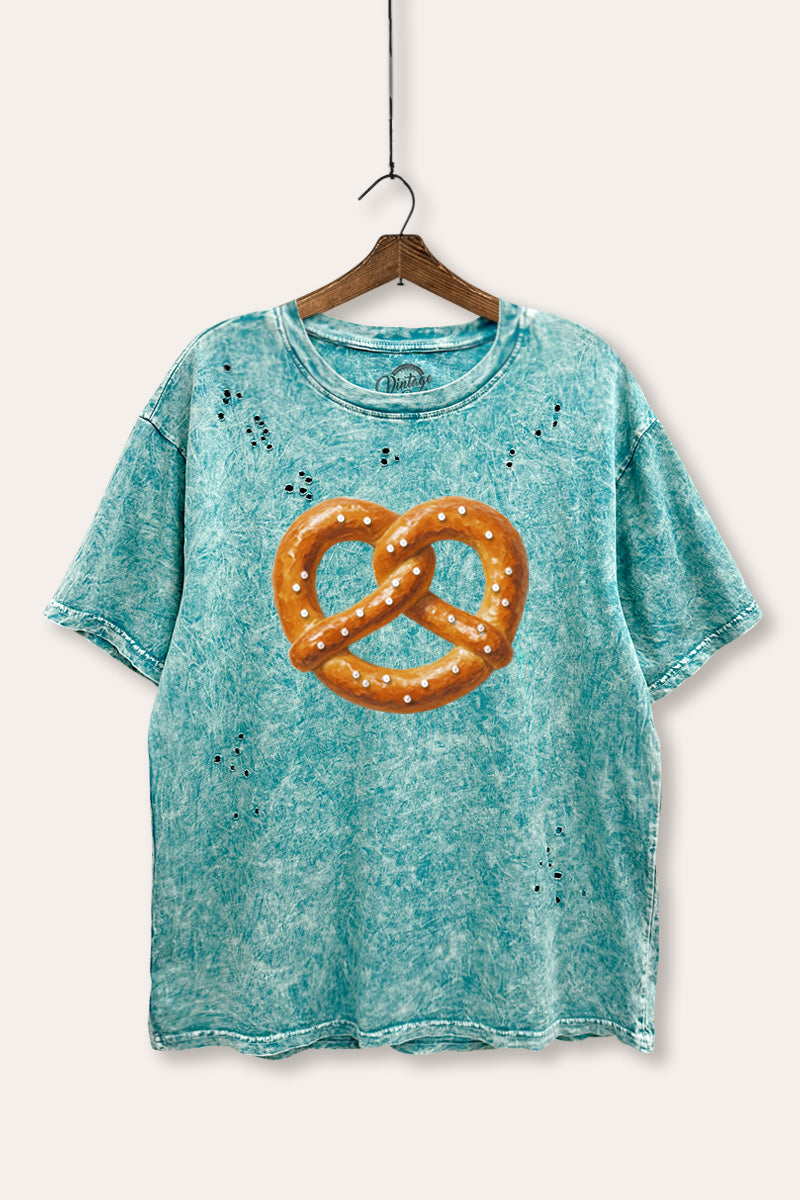pretzel graphic mineral wash laser distress tee