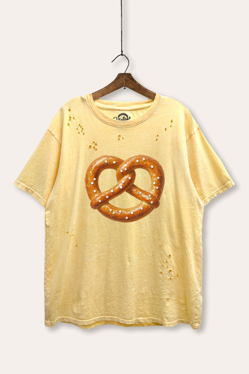 pretzel graphic mineral wash laser distress tee