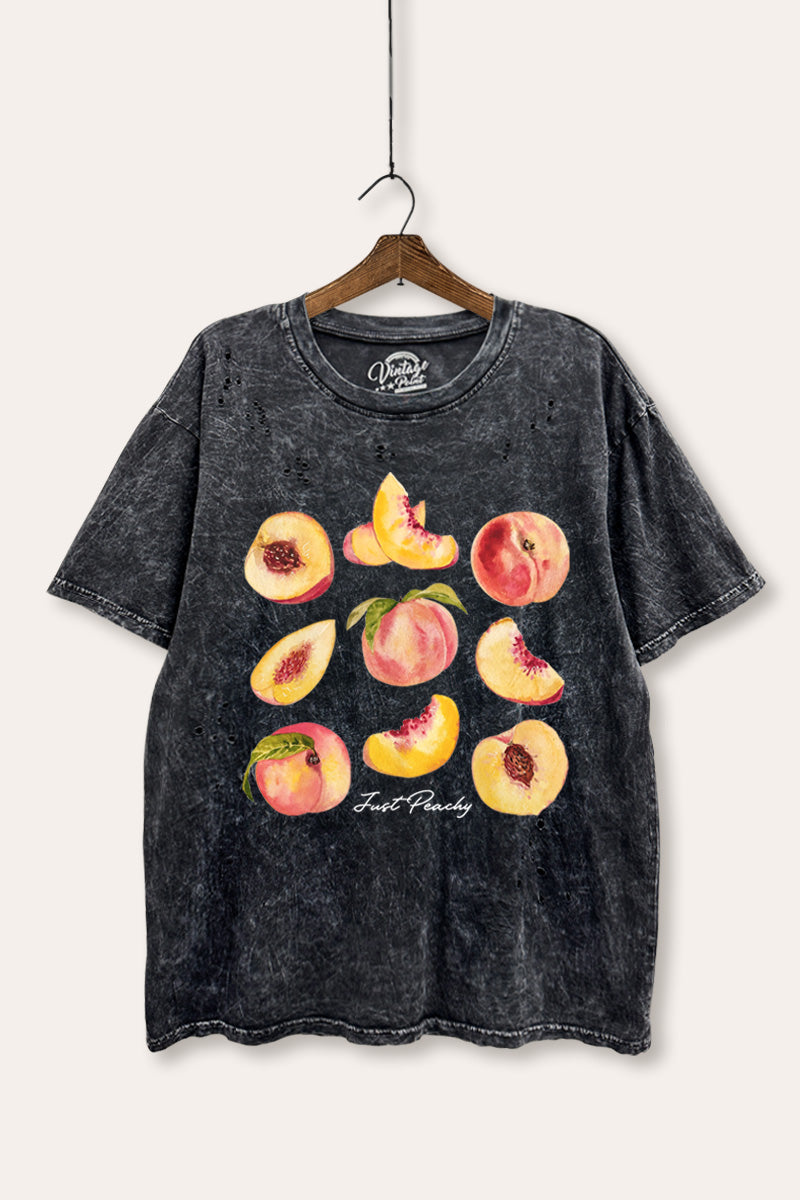 just peachy graphic laser cut distress tee