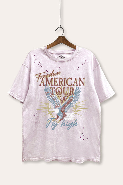 American Freedom Eagle Graphic Mineral Wash Distress Tee