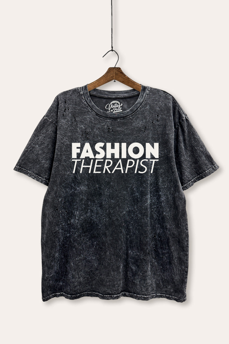"fashion therapist" laser cut boxy graphic tee