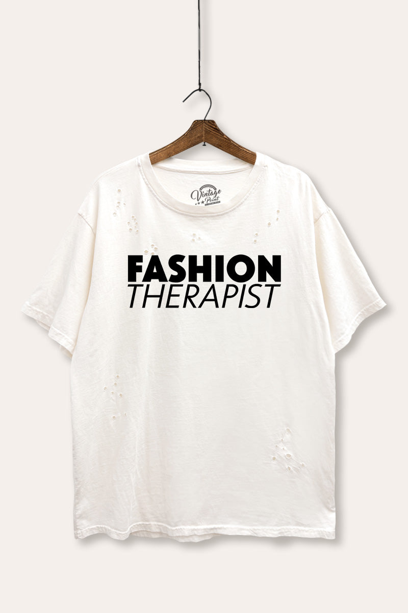 "fashion therapist" laser cut boxy graphic tee