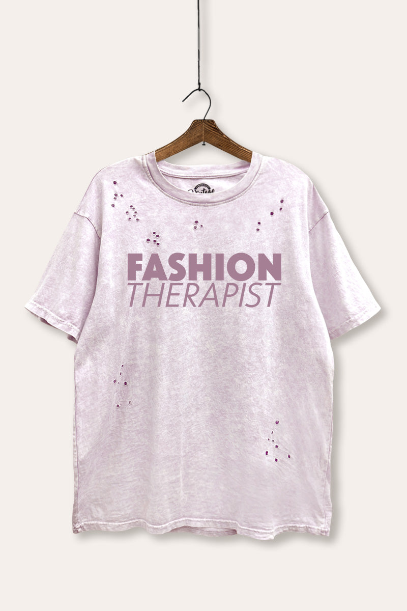 "fashion therapist" laser cut boxy graphic tee