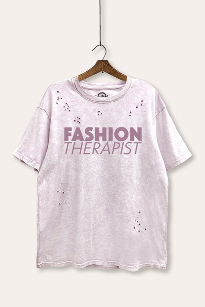 Fashion Therapist Graphic Mineral Wash Distress Tee