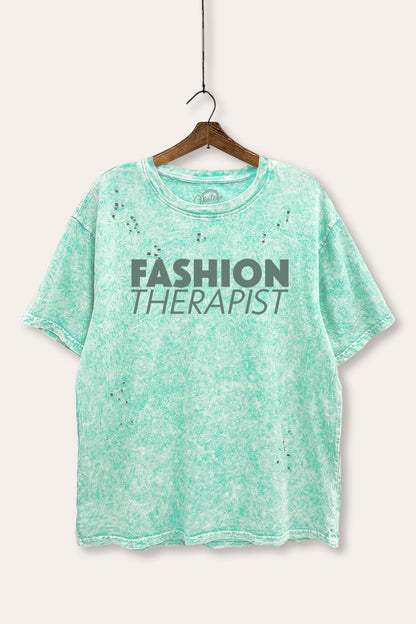 Fashion Therapist Graphic Mineral Wash Distress Tee