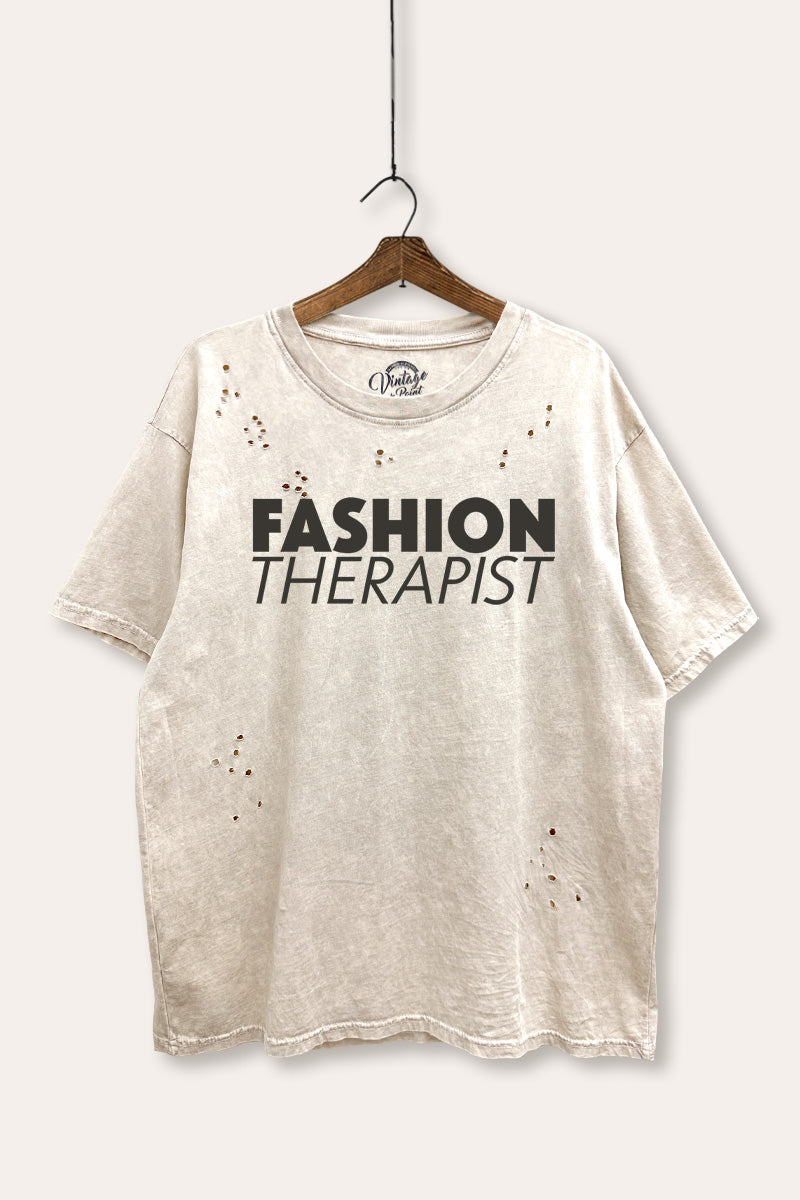 "fashion therapist" laser cut boxy graphic tee