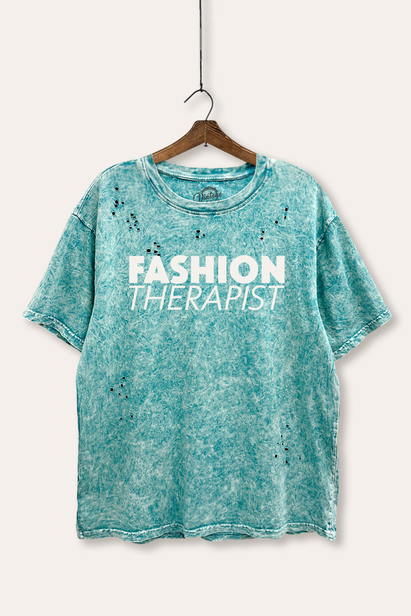 "fashion therapist" laser cut boxy graphic tee