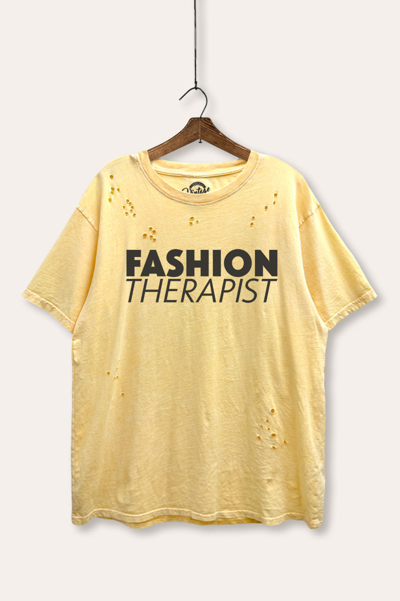 "fashion therapist" laser cut boxy graphic tee