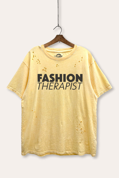 Fashion Therapist Graphic Mineral Wash Distress Tee