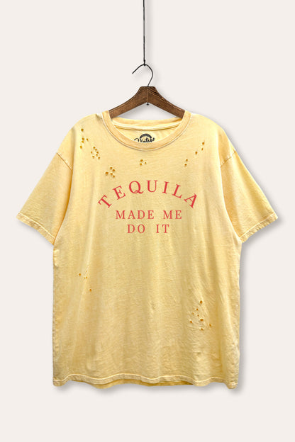 Tequila Made Me Do It Graphic Mineral Wash Distress Tee