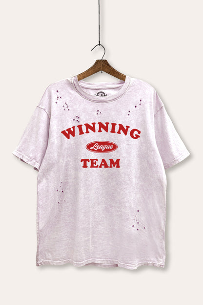 Winning Team League Sports Graphic Mineral Wash Distress Tee