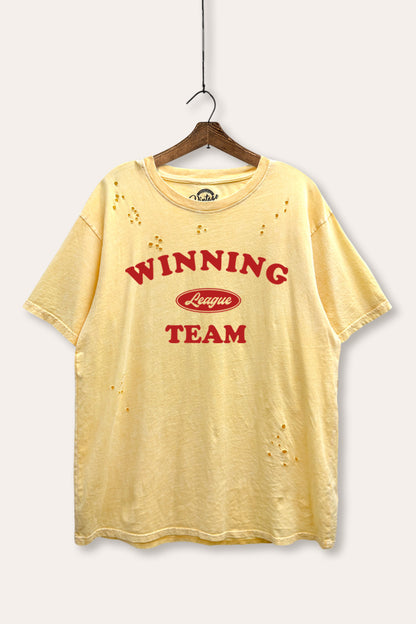 Winning Team League Sports Graphic Mineral Wash Distress Tee