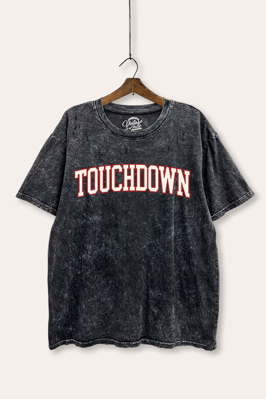 "touchdown" graphic mineral wash laser distress tee
